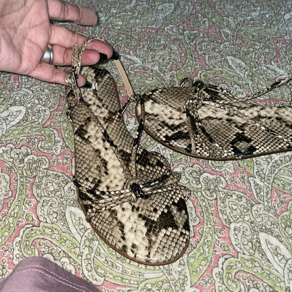 H&M side buckle flat sandals in python style print size 38 or 7 USA size. - Picture 4 of 6